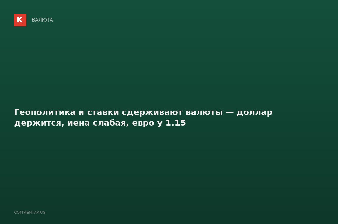 Геополитика и ставки сдерживают валюты — доллар держится, иена слабая, евро у 1.15