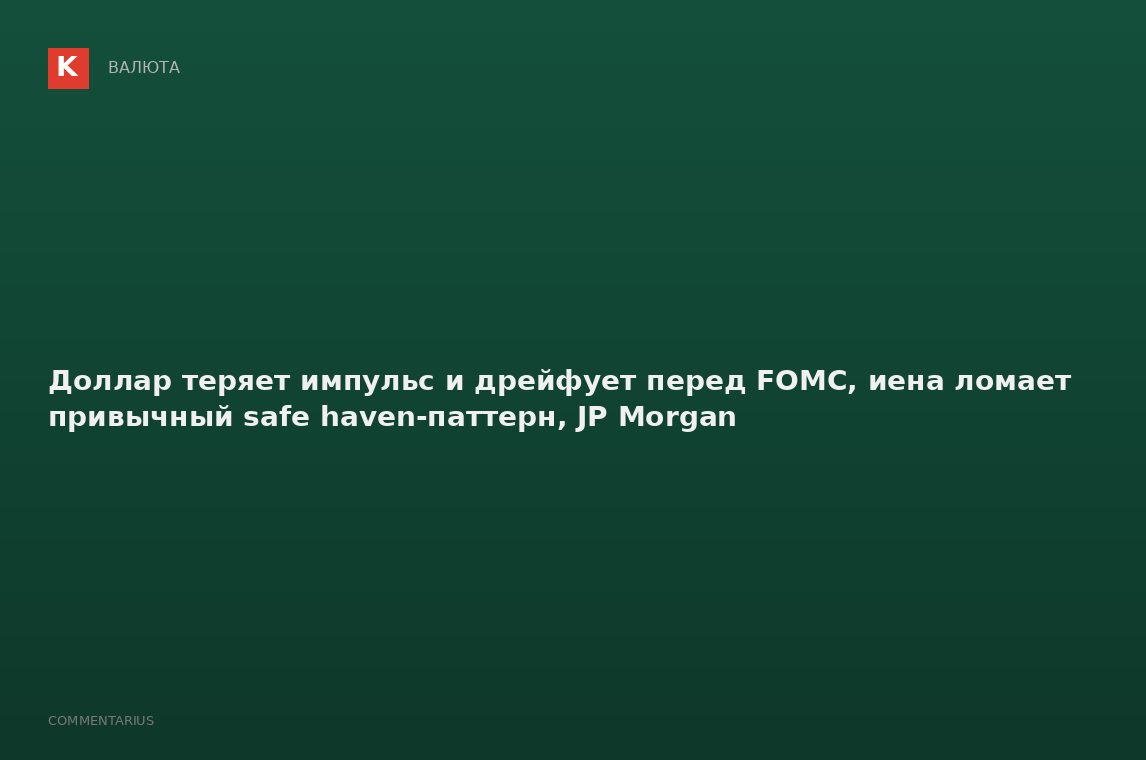 Доллар теряет импульс и дрейфует перед FOMC, иена ломает привычный safe haven-паттерн, JP Morgan