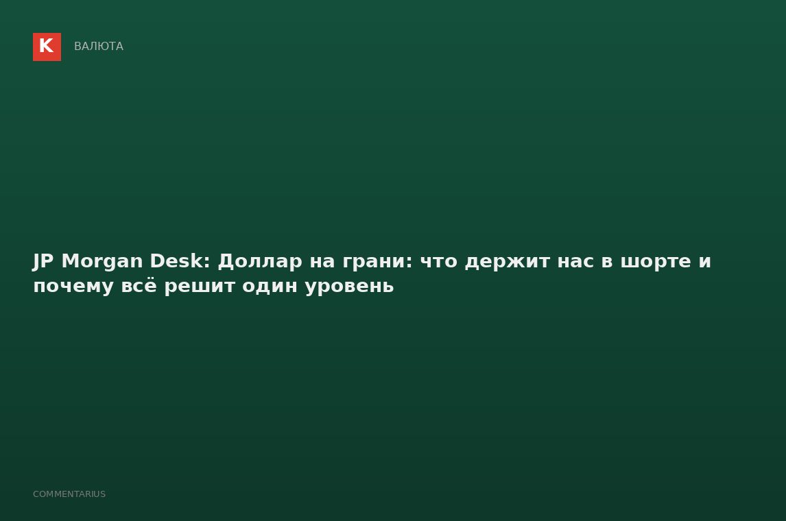 JP Morgan Desk: Доллар на грани: что держит нас в шорте и почему всё решит один уровень
