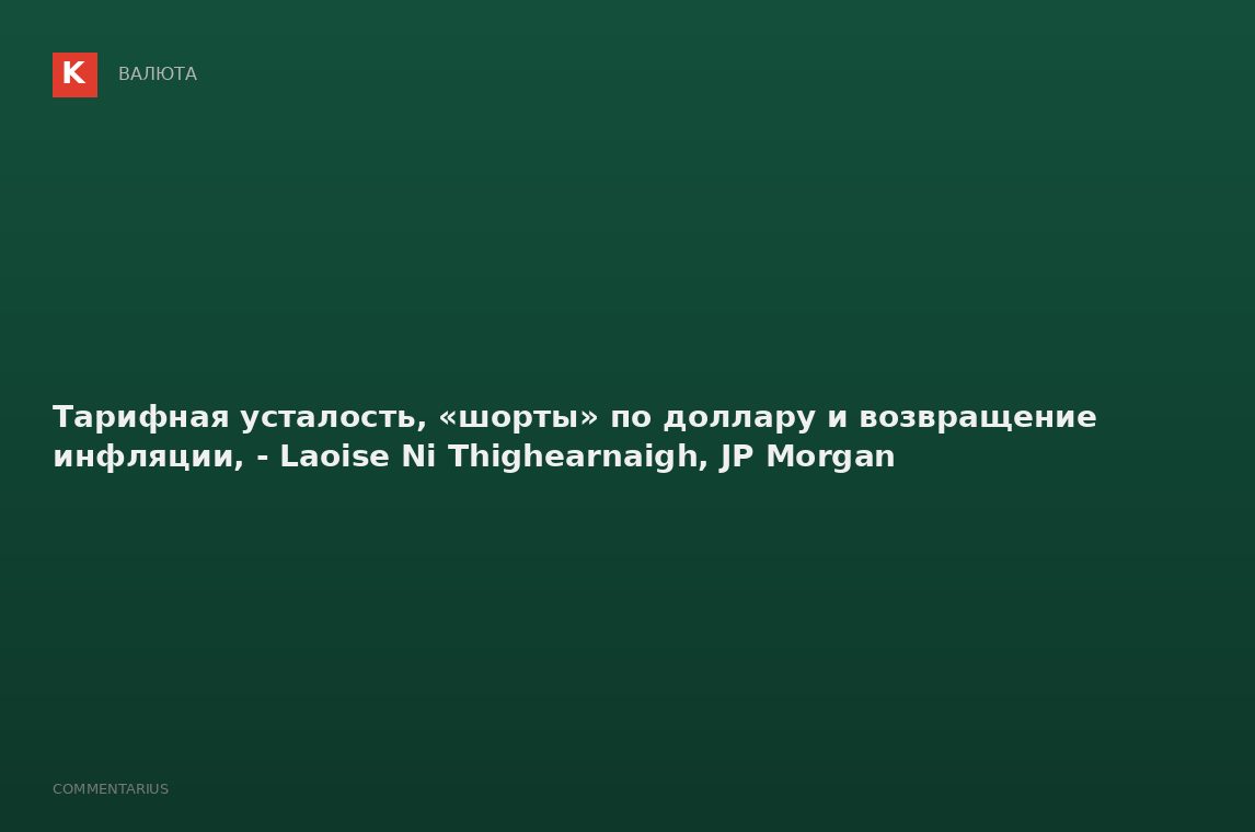 Тарифная усталость, «шорты» по доллару и возвращение инфляции, - Laoise Ni Thighearnaigh, JP Morgan