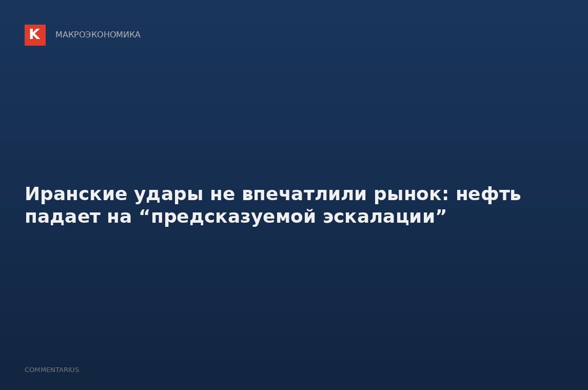 Иранские удары не впечатлили рынок: нефть падает на “предсказуемой эскалации”