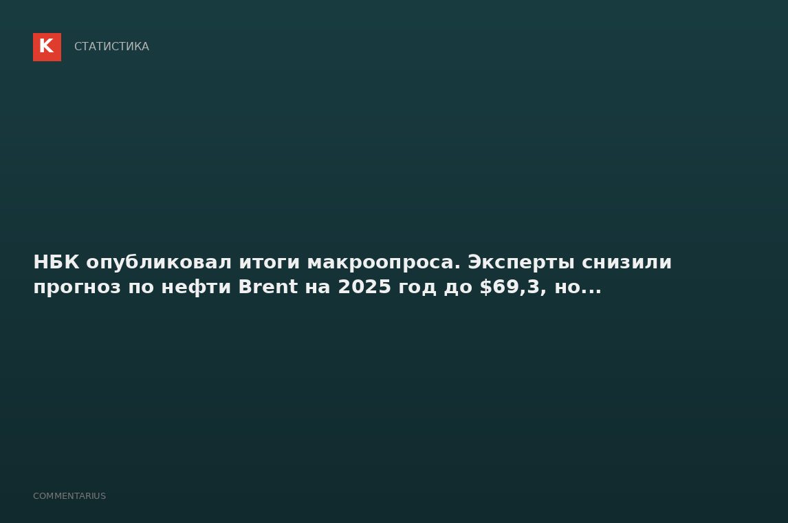 НБК опубликовал итоги макроопроса. Эксперты снизили прогноз по нефти Brent на 2025 год до $69,3, но.