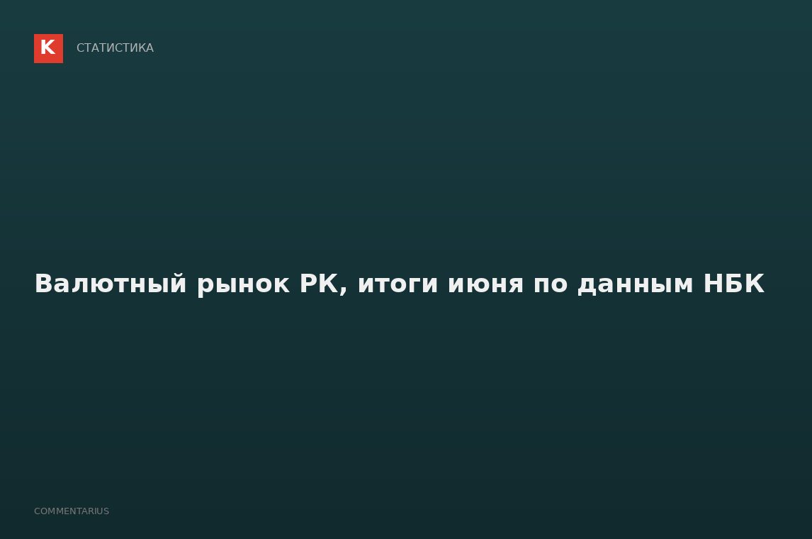 Валютный рынок РК, итоги июня по данным НБК