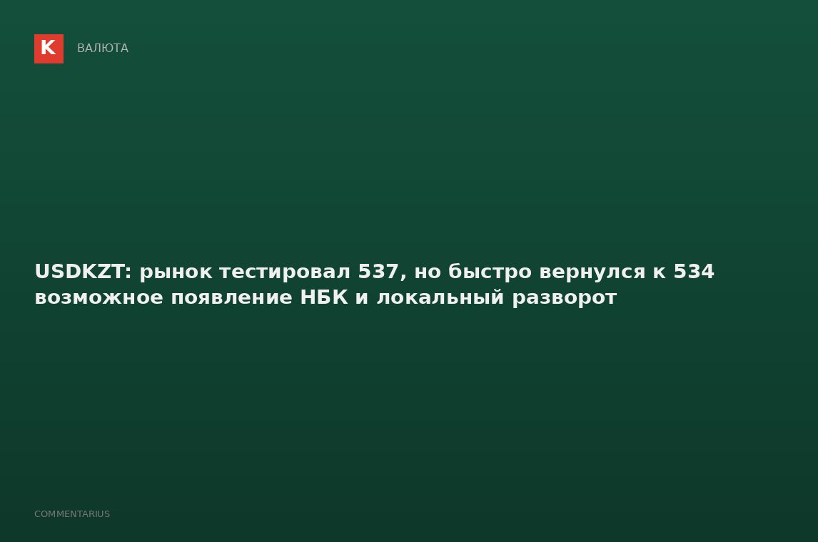 USDKZT: рынок тестировал 537, но быстро вернулся к 534 возможное появление НБК и локальный разворот
